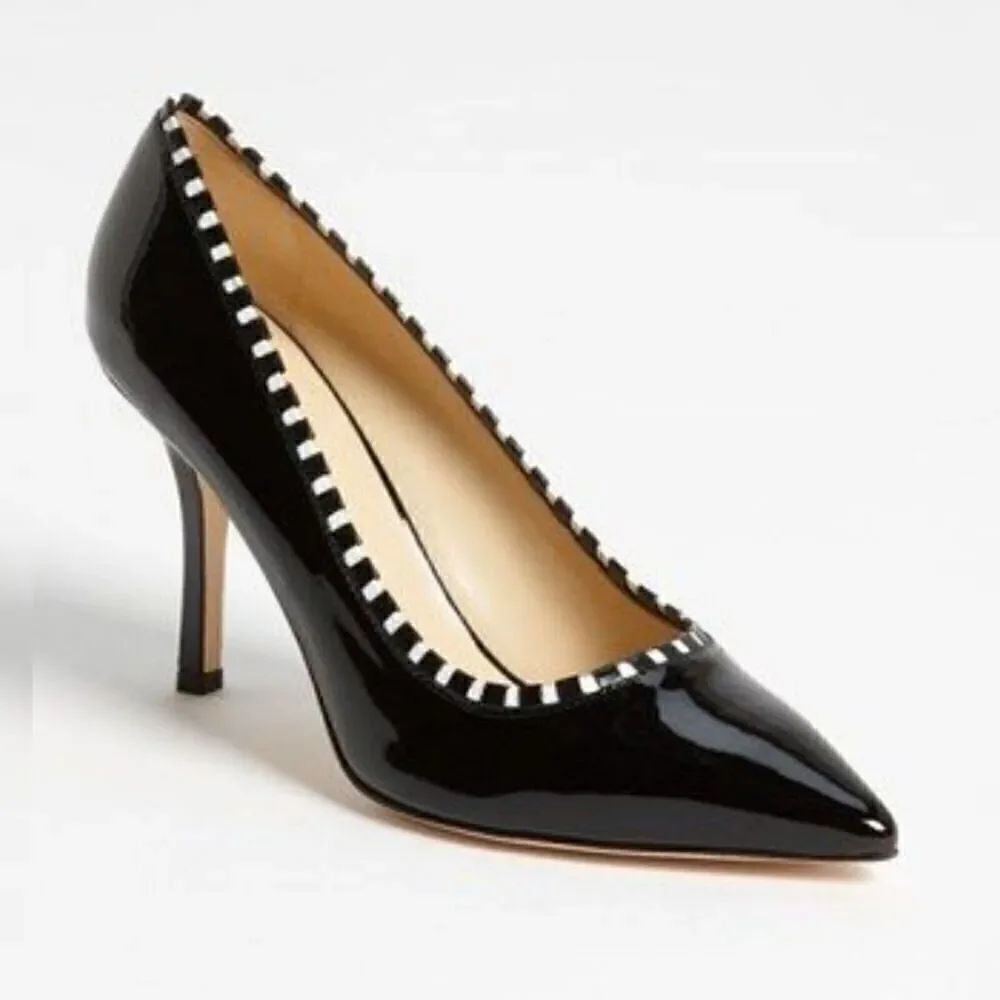 Kate Spade New York Patent Leather Pointed Toe Pina Pumps Black Women's Size 10B